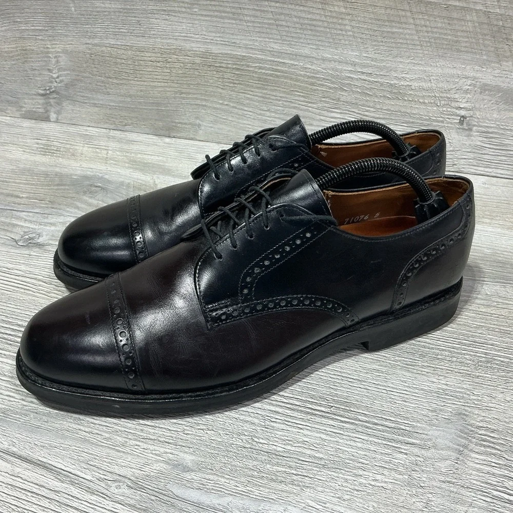 Allen Edmonds Mens 10.5 B Narrow Bentley Black Leather Cap Toe Oxford Shoes